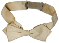 Moe Howards White Bowtie, Worn on His Wedding Day to Helen on 7 June 1925 -- Clip-on Bowtie With Adjustable Elastic Band in Back -- Some Age Discoloration, Otherwise Near Fine